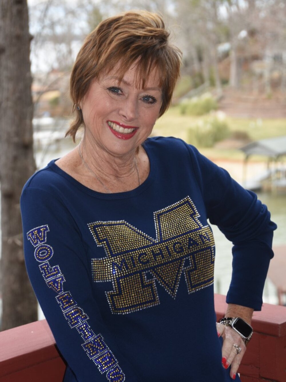 Michigan Wolverines rhinestone Long sleeve shirt SZ XS S M L XL XXL 1X 2X3X4X 5X